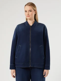 Felpa denim in misto cotone - BLU MARINO