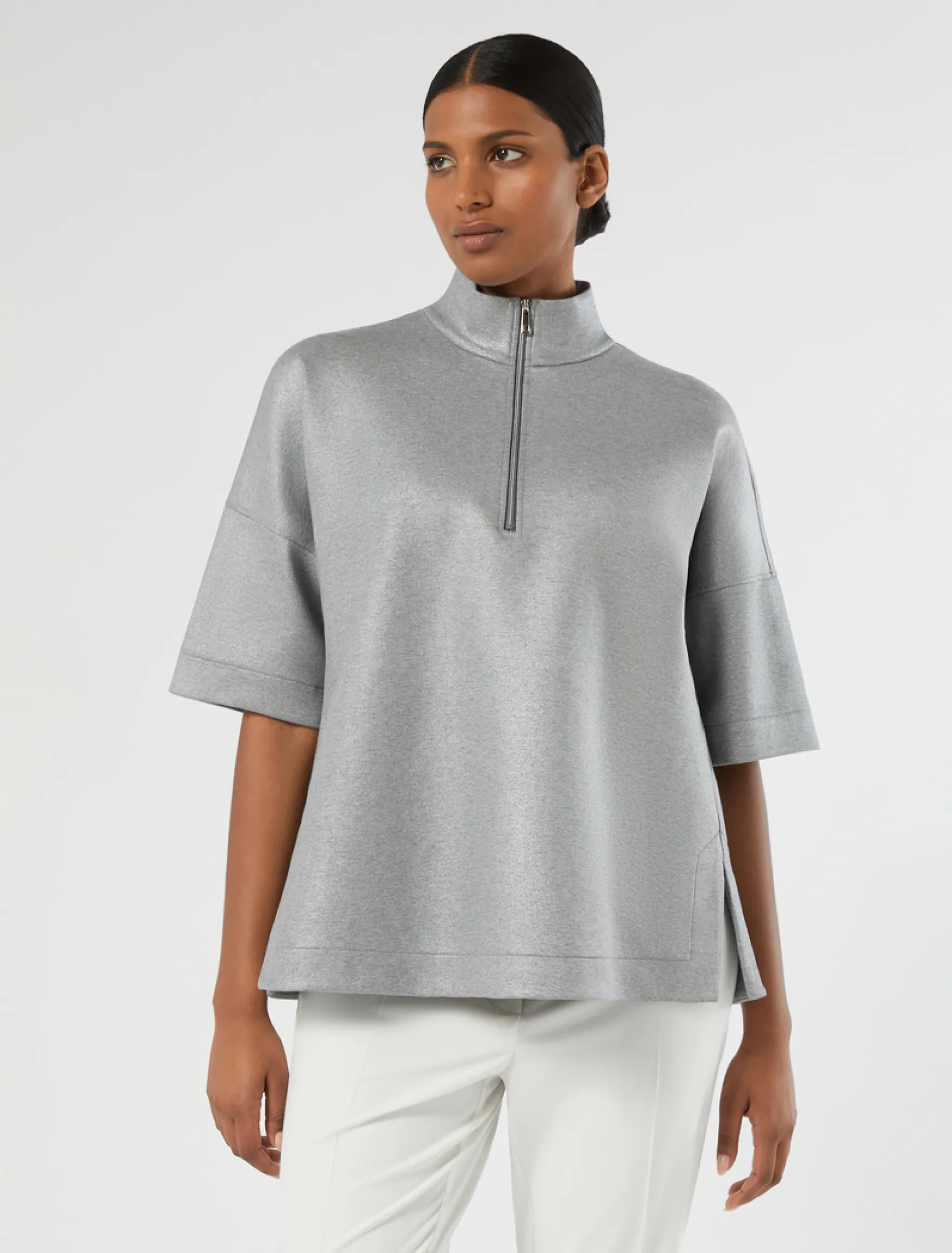 Felpa in jersey laminato - GRIGIO MEDIO