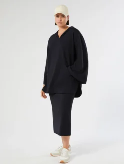 Felpa in punto Milano stretch - BLU NOTTE