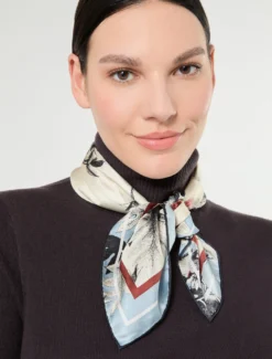 Foulard in twill di seta - AZZURRO