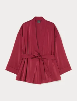 Giacca a kimono in raso - FUXIA