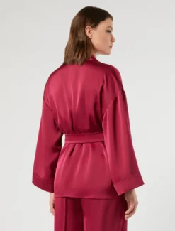 Giacca a kimono in raso - FUXIA