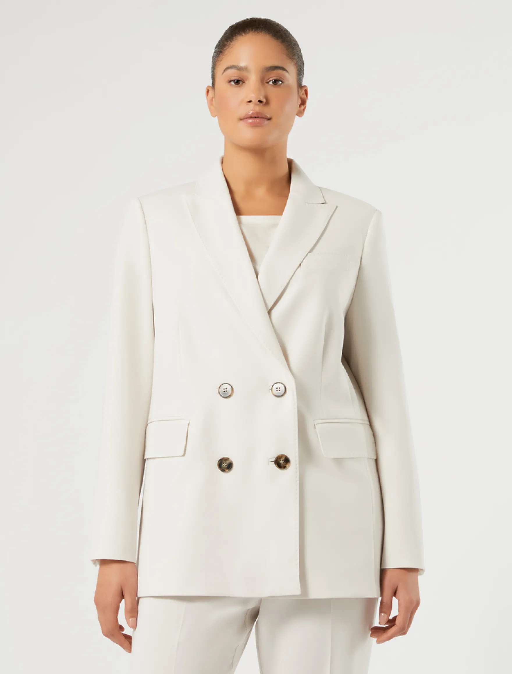 Giacca blazer doppiopetto in cady - GHIACCIO