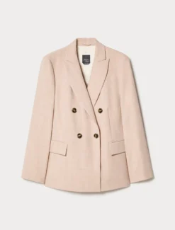 Giacca blazer doppiopetto in twill - ROSA SFUMATO
