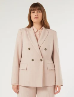 Giacca blazer doppiopetto in twill - ROSA SFUMATO