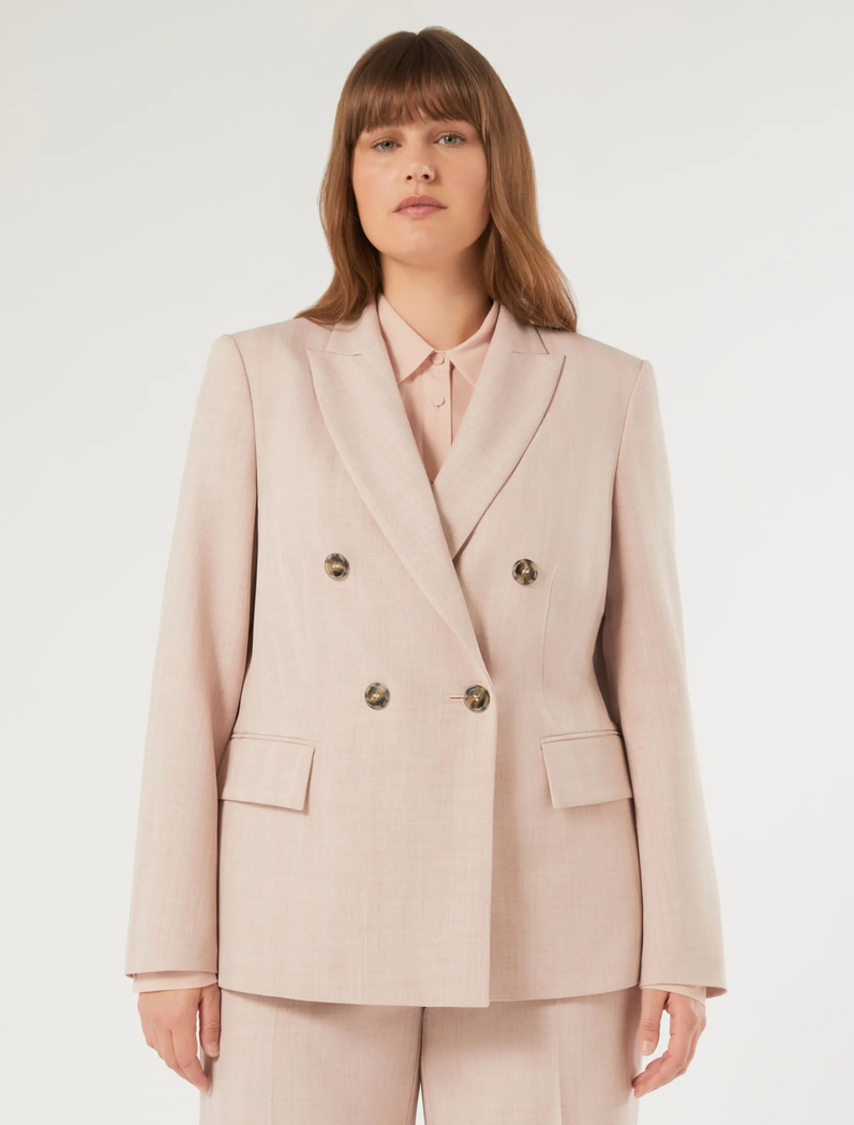 Giacca blazer doppiopetto in twill - ROSA SFUMATO