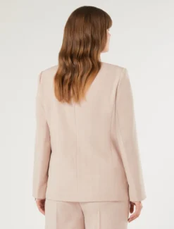 Giacca blazer doppiopetto in twill - ROSA SFUMATO