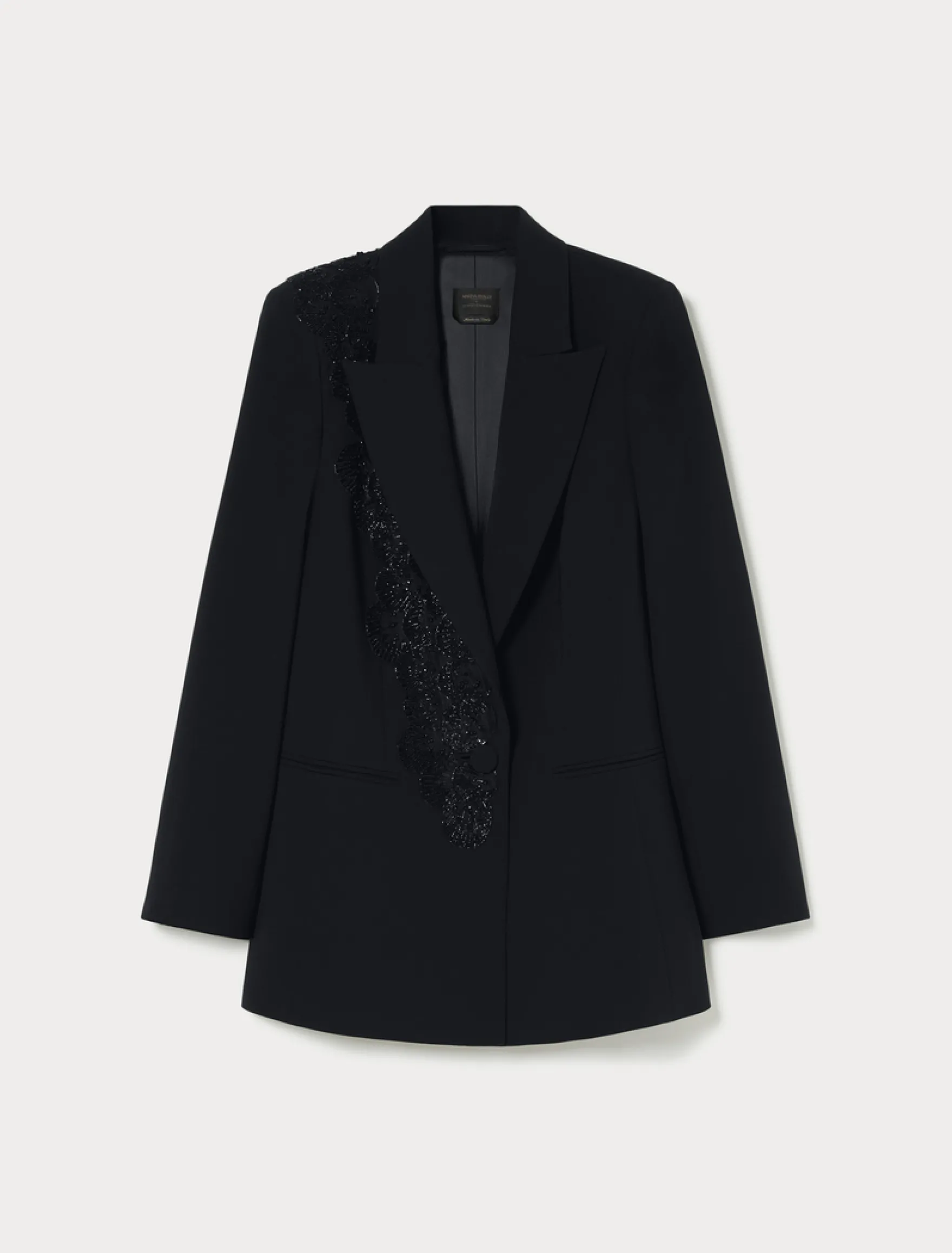 Giacca blazer in cady con ricamo - NERO