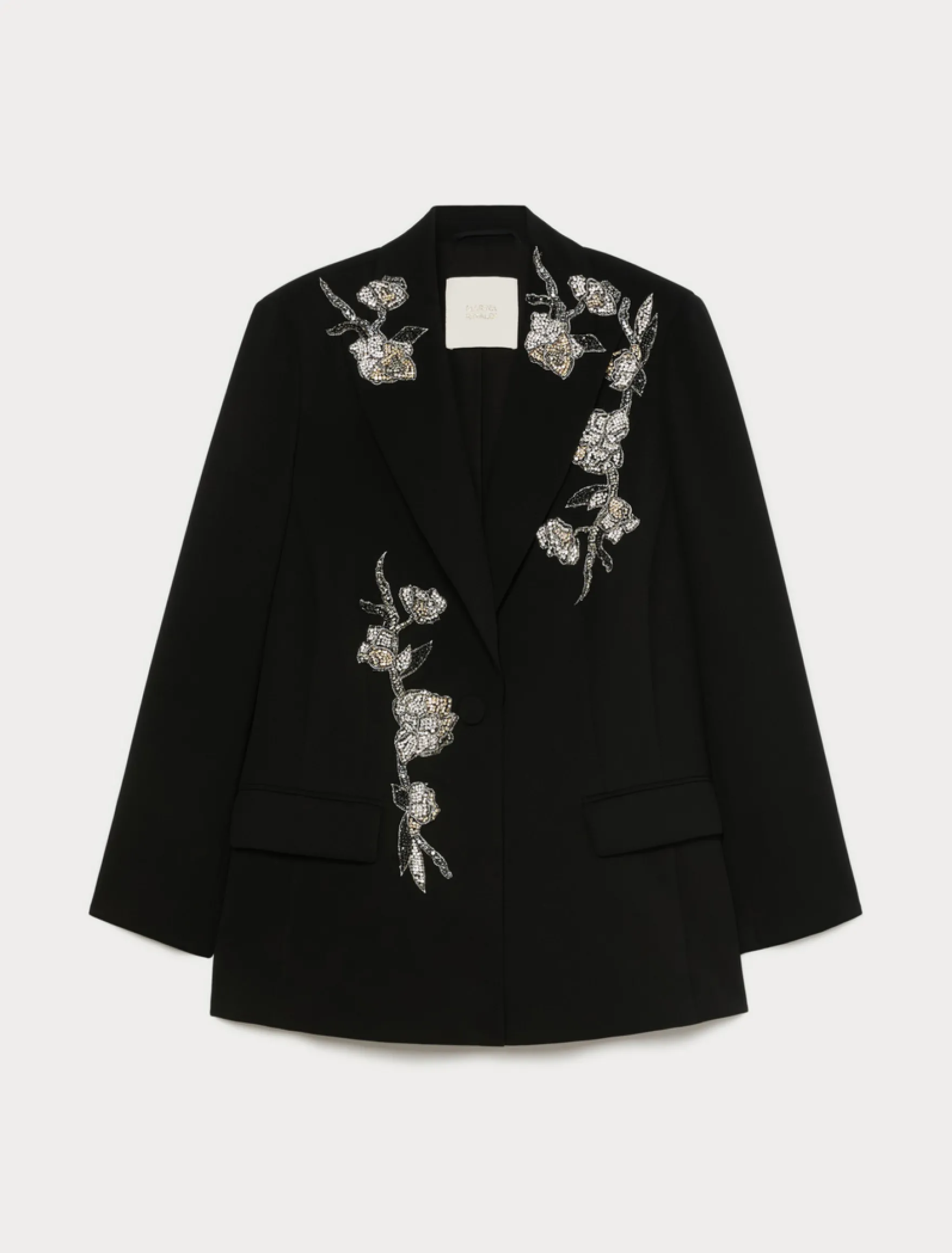 Giacca blazer in cady con ricamo - NERO