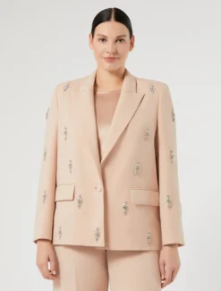Giacca blazer in cady con ricamo - SKIN