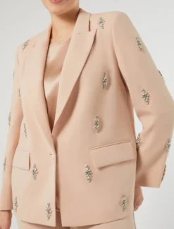 Giacca blazer in cady con ricamo - SKIN