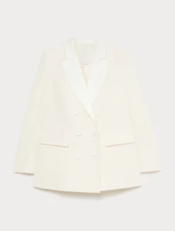 Giacca blazer in cady e raso - BIANCO AVORIO