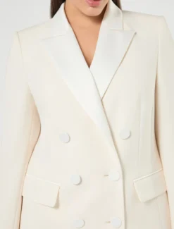 Giacca blazer in cady e raso - BIANCO AVORIO