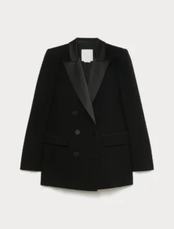 Giacca blazer in cady e raso - NERO