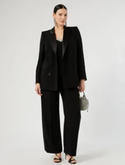 Giacca blazer in cady e raso - NERO