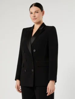 Giacca blazer in cady e raso - NERO