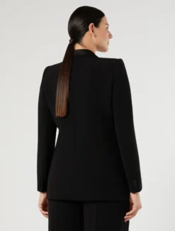 Giacca blazer in cady e raso - NERO