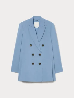 Giacca blazer in cady mélange - AZZURRO