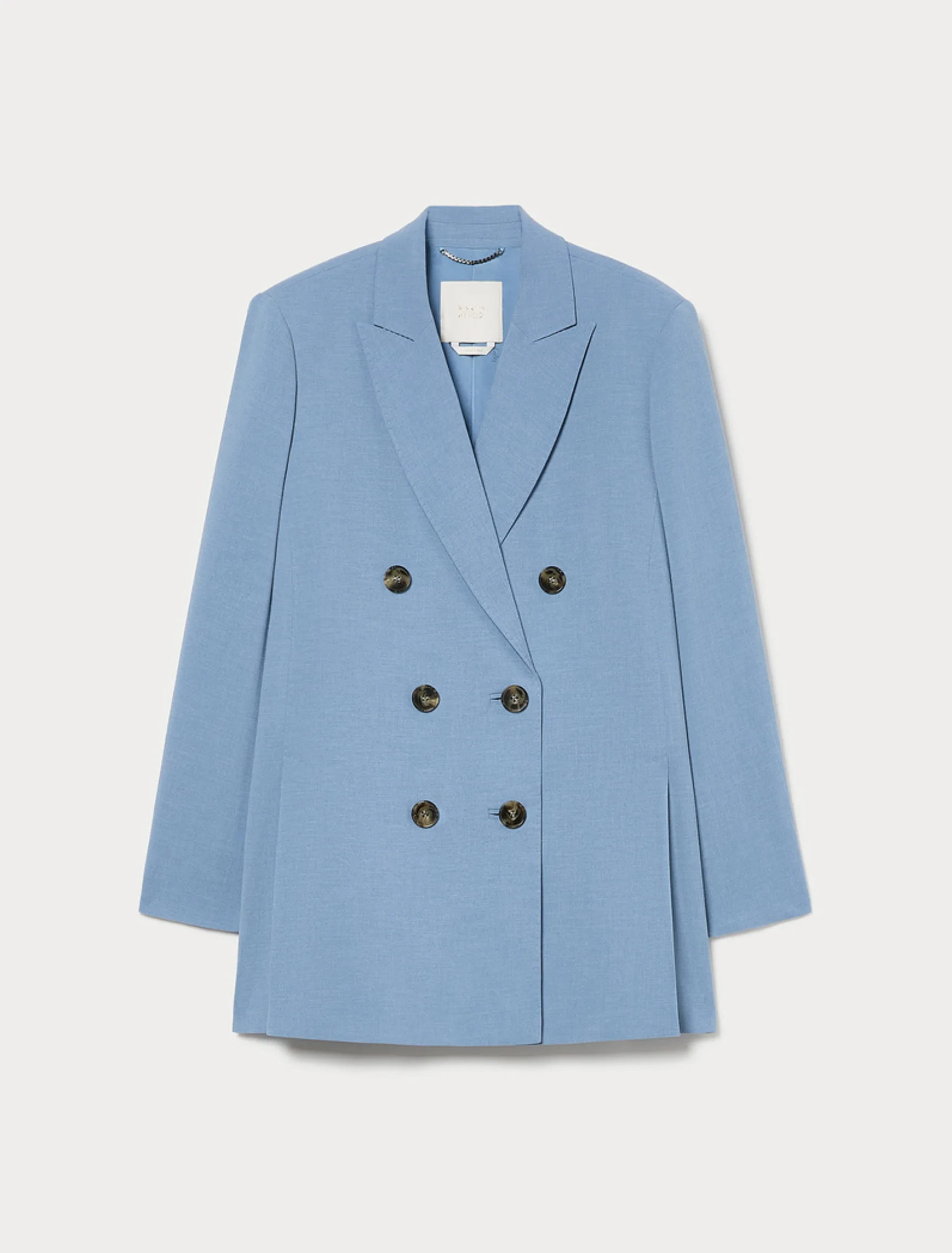 Giacca blazer in cady mélange - AZZURRO