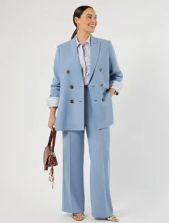 Giacca blazer in cady mélange - AZZURRO