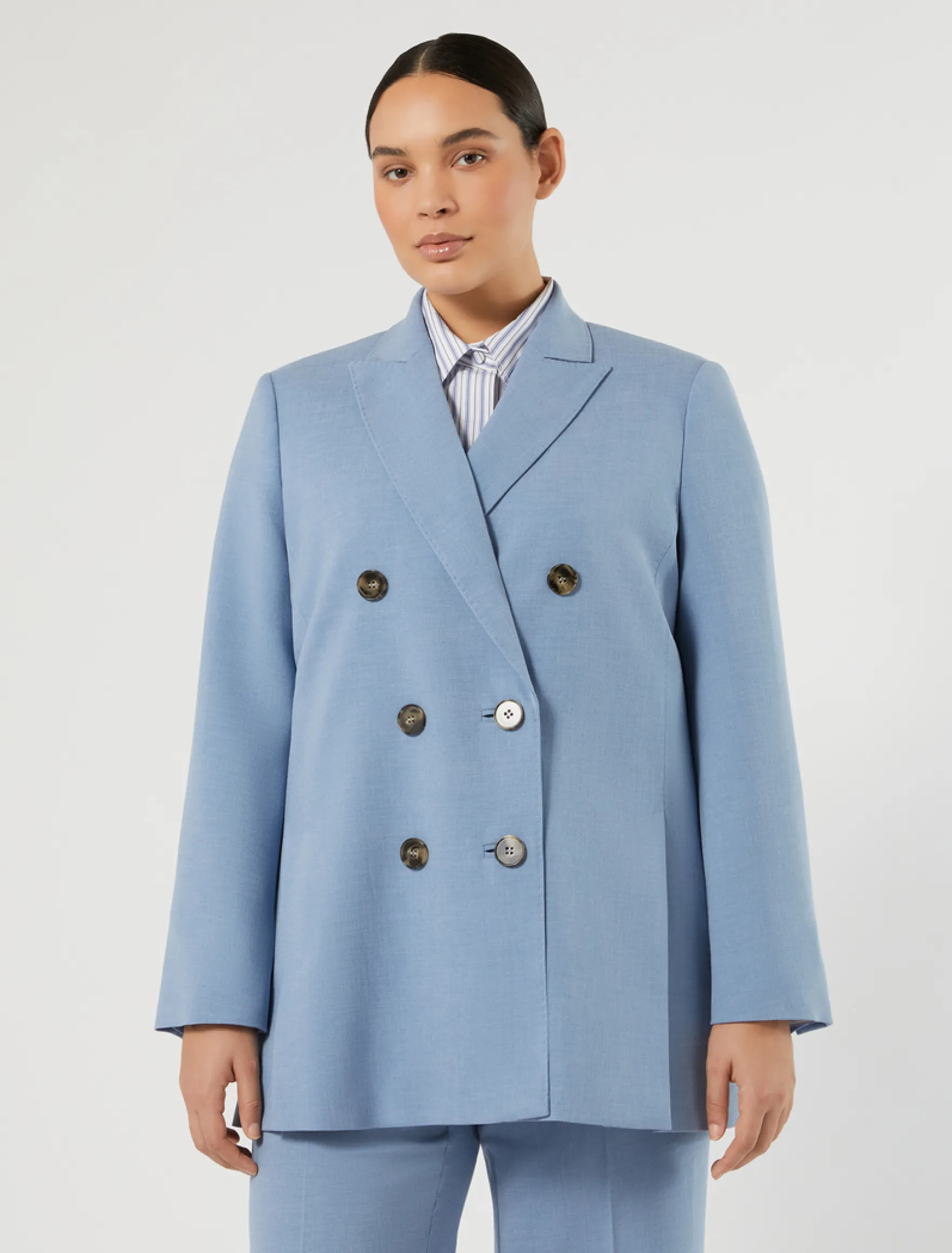 Giacca blazer in cady mélange - AZZURRO