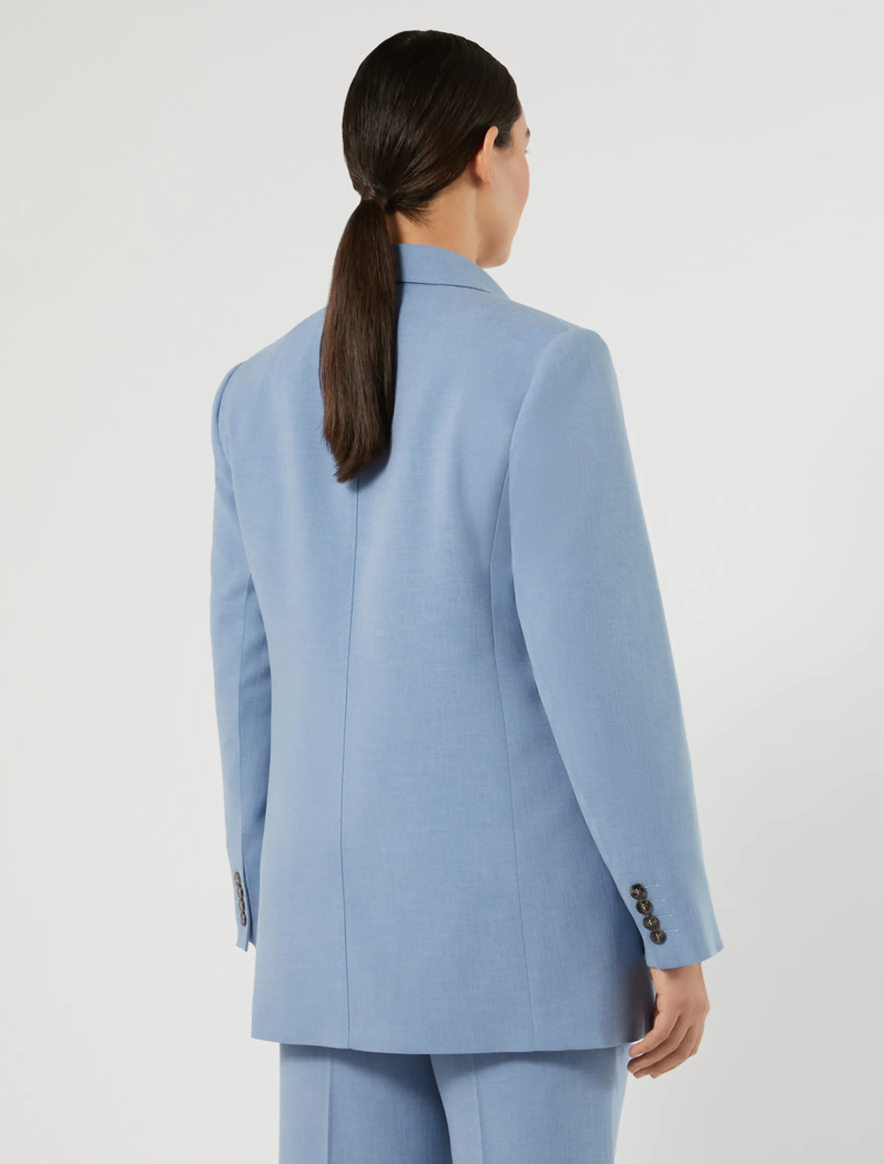 Giacca blazer in cady mélange - AZZURRO