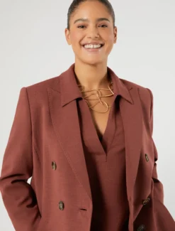 Giacca blazer in cady mélange - MATTONE ROSSO