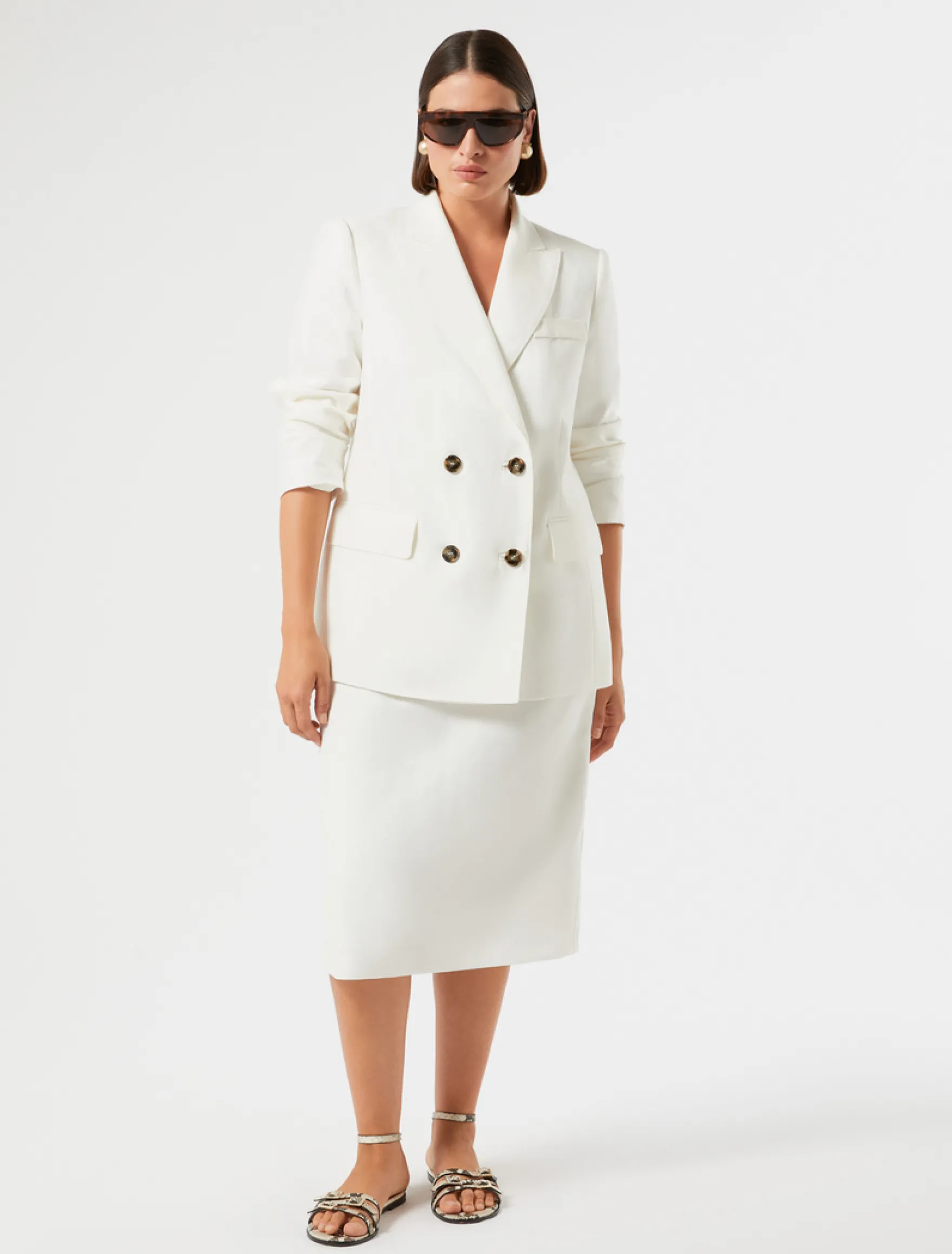 Giacca blazer in lino - BIANCO