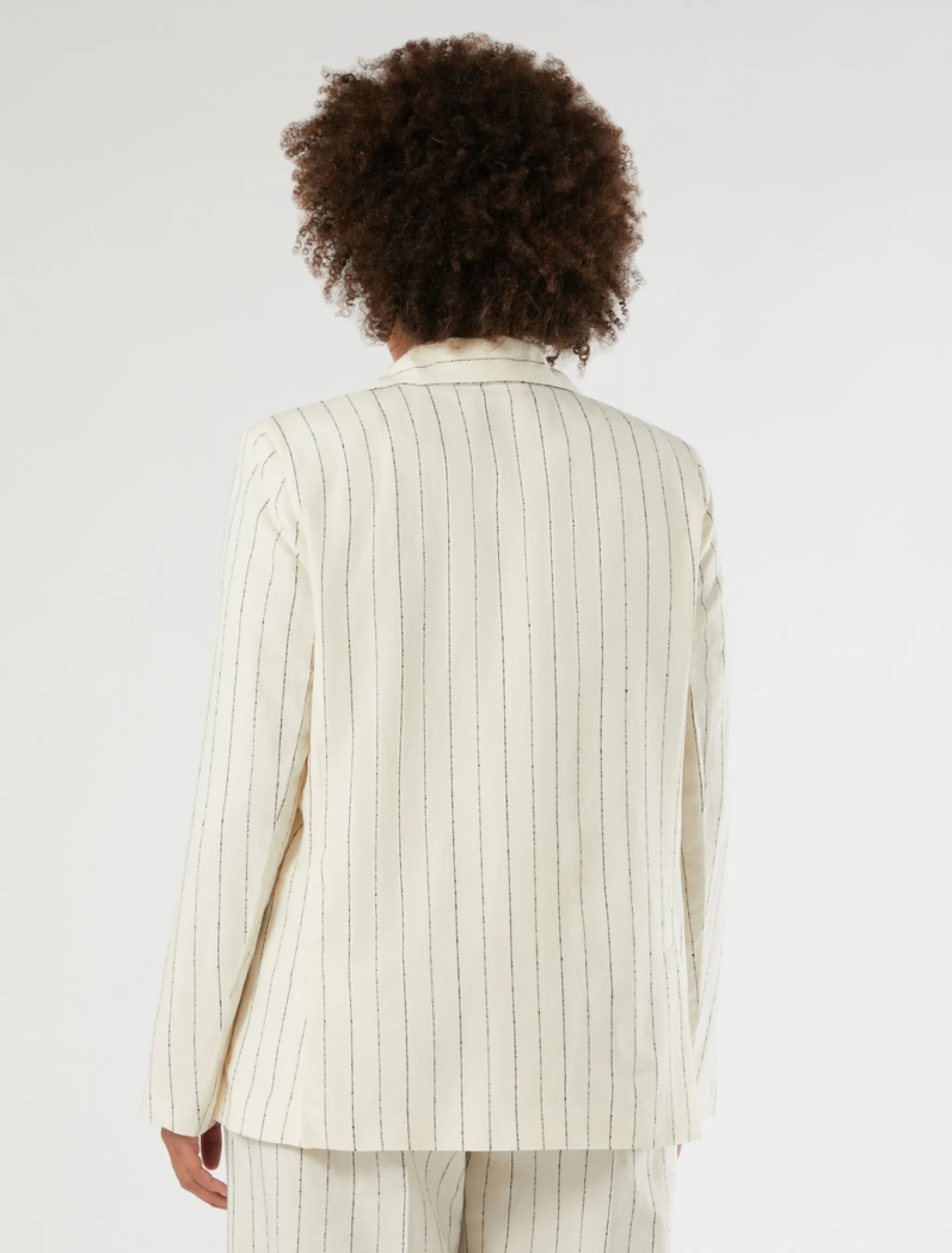 Giacca blazer in lino gessato - BIANCO