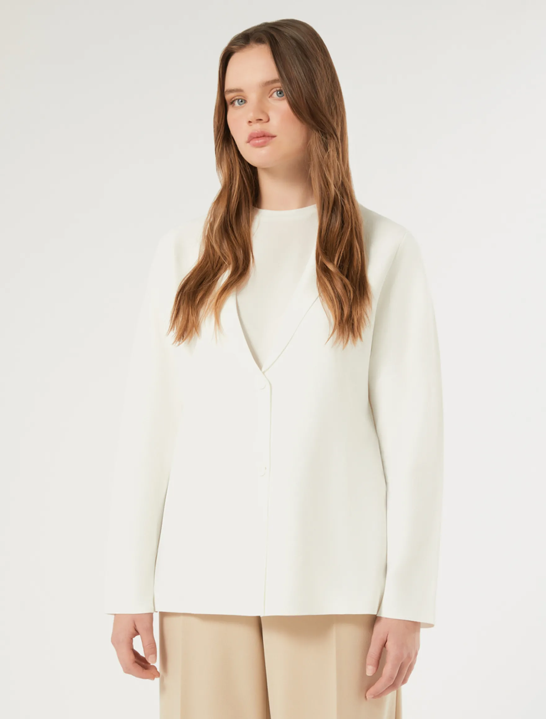 Giacca blazer in maglia - BIANCO