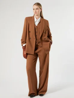 Giacca blazer in stuoia mélange - CUOIO