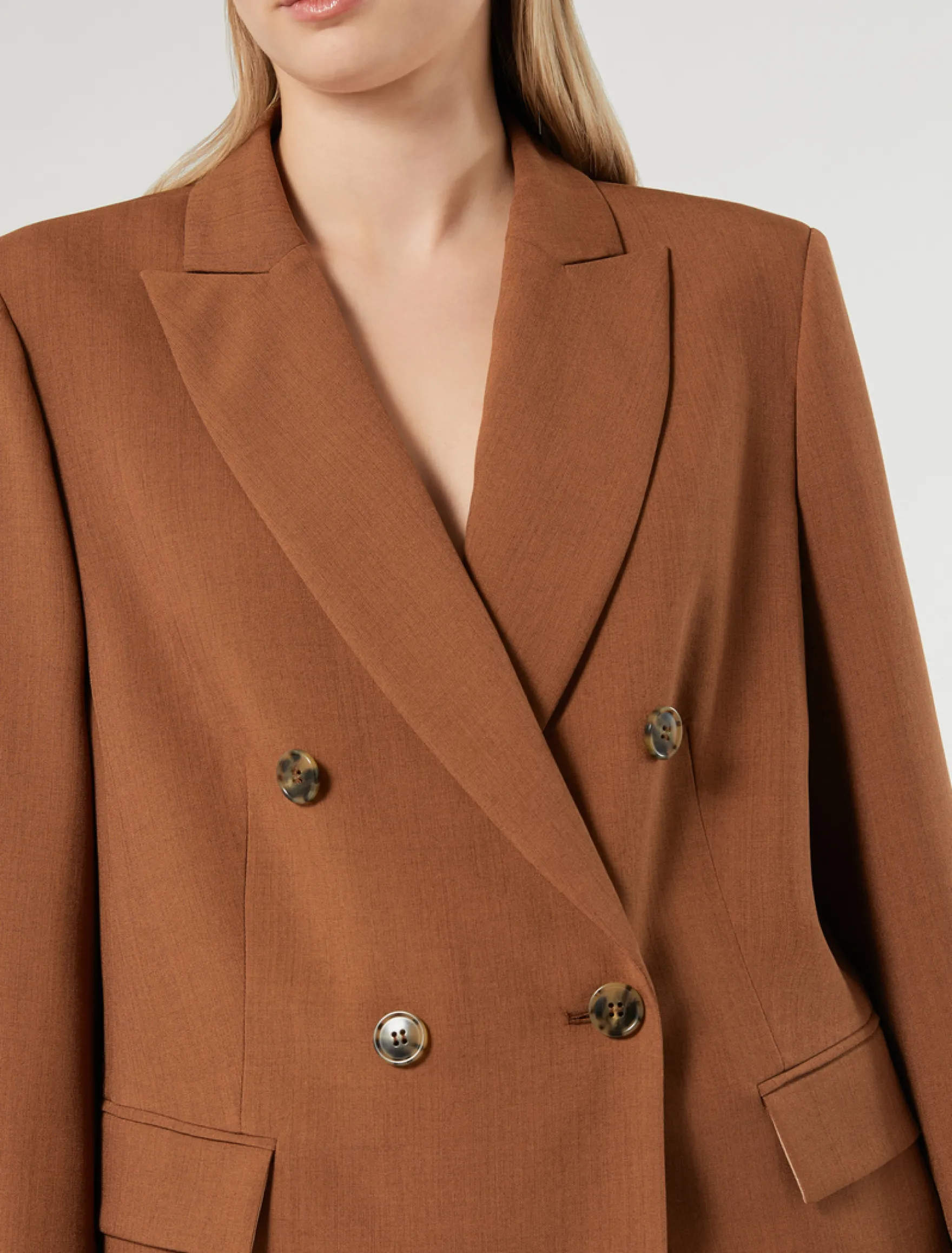 Giacca blazer in stuoia mélange - CUOIO