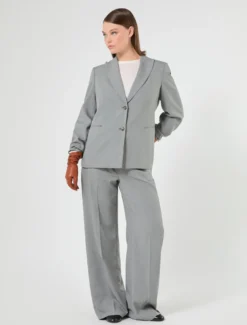 Giacca blazer in stuoia mélange - GRIGIO MEDIO