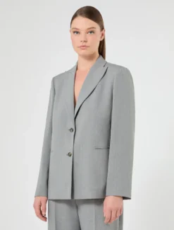 Giacca blazer in stuoia mélange - GRIGIO MEDIO