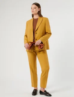 Giacca blazer in stuoia mélange - SENAPE