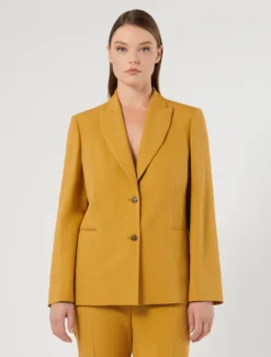 Giacca blazer in stuoia mélange - SENAPE