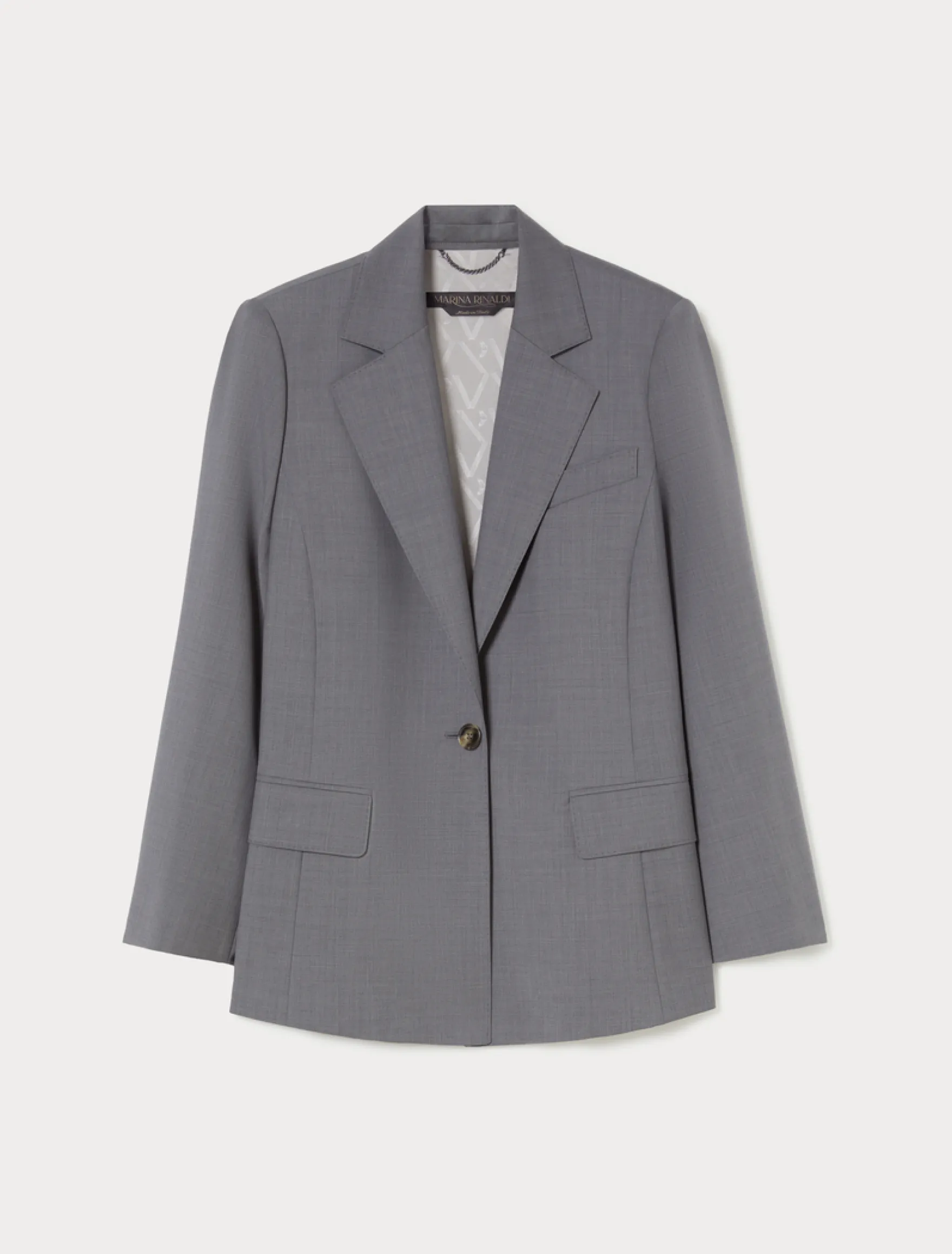 Giacca blazer in tela di lana - GRIGIO SCURO