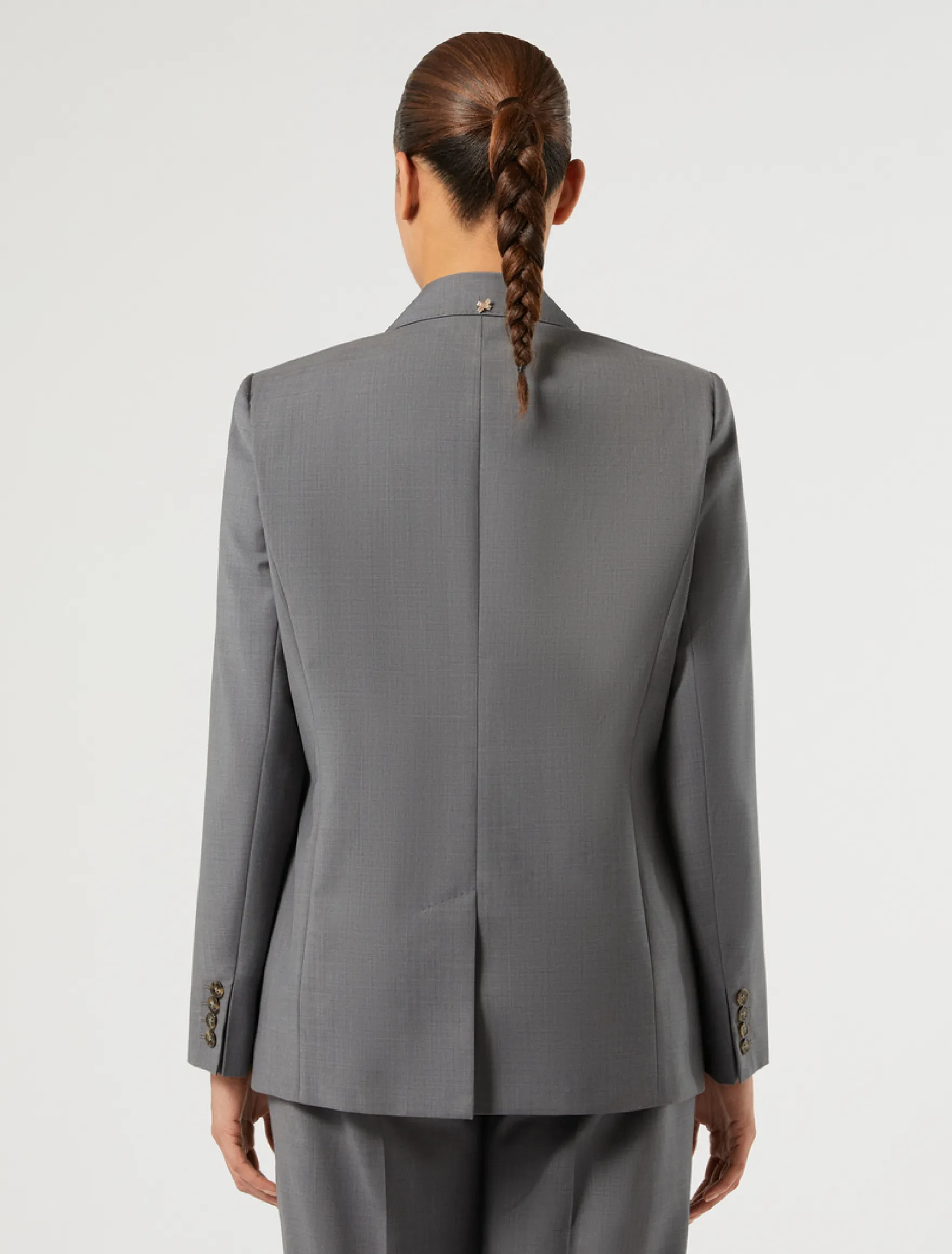 Giacca blazer in tela di lana - GRIGIO SCURO