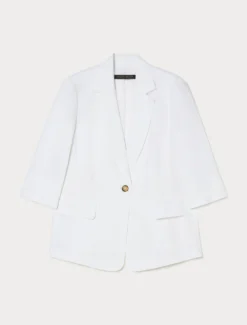 Giacca blazer in tela di lino - BIANCO OTTICO