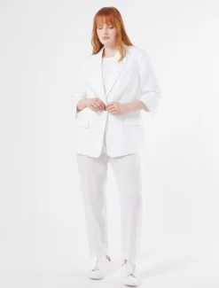 Giacca blazer in tela di lino - BIANCO OTTICO