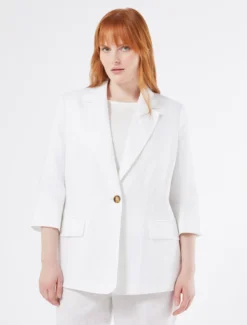 Giacca blazer in tela di lino - BIANCO OTTICO
