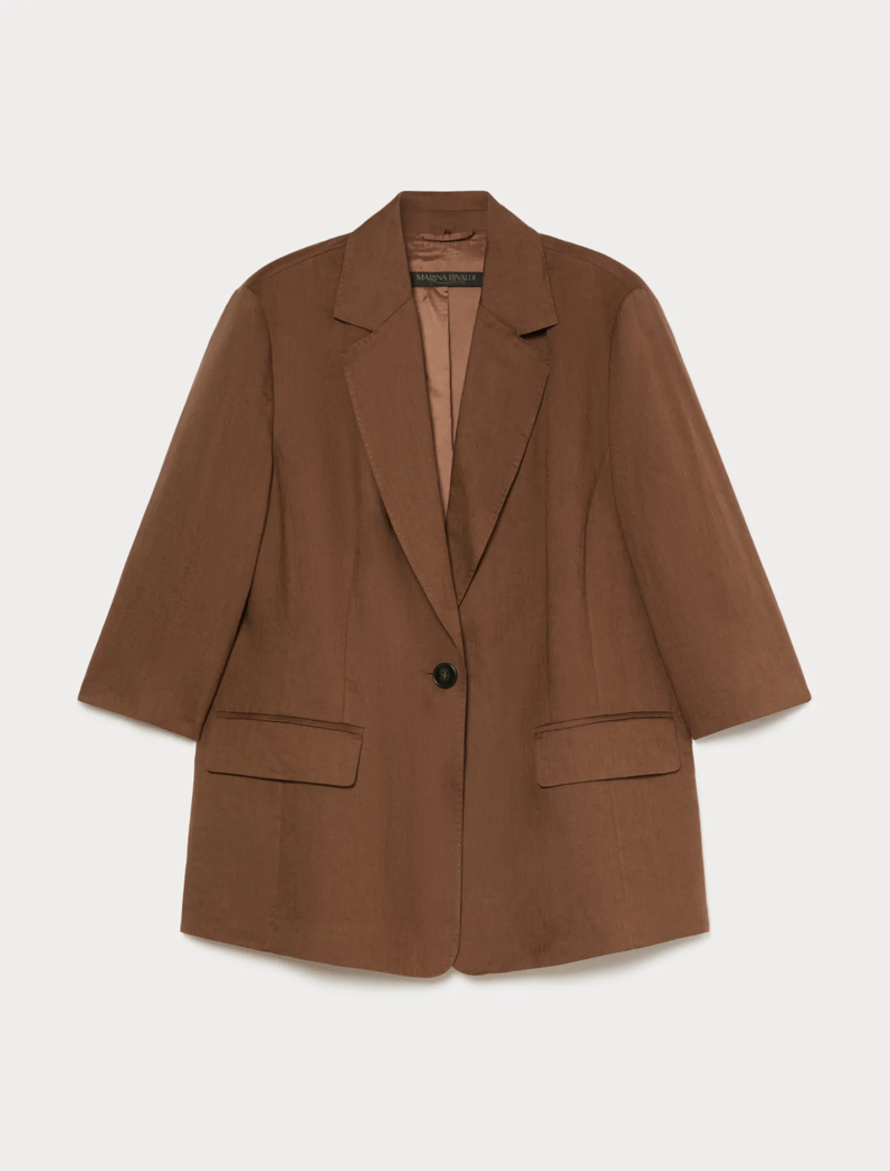 Giacca blazer in tela di lino - CACAO