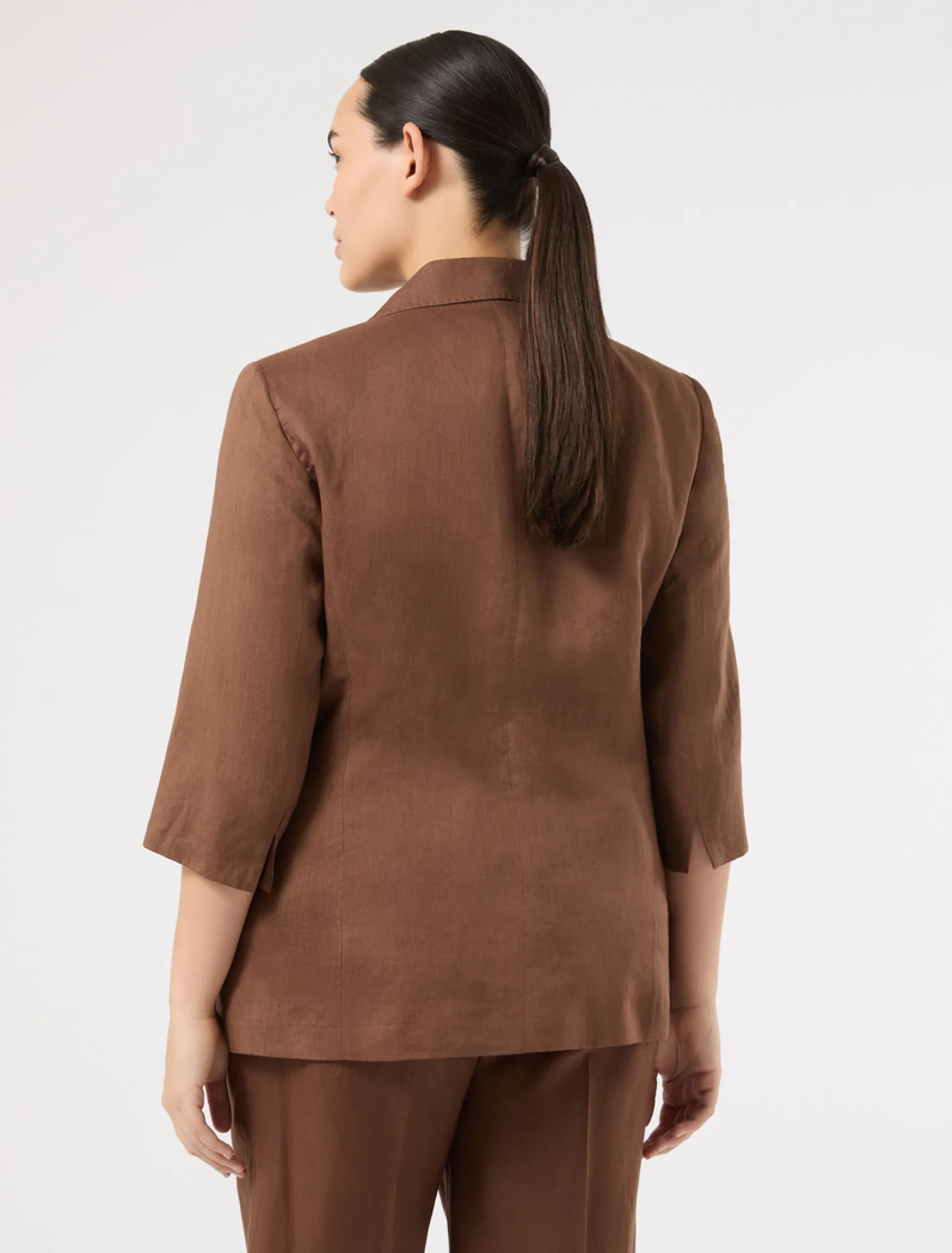 Giacca blazer in tela di lino - CACAO