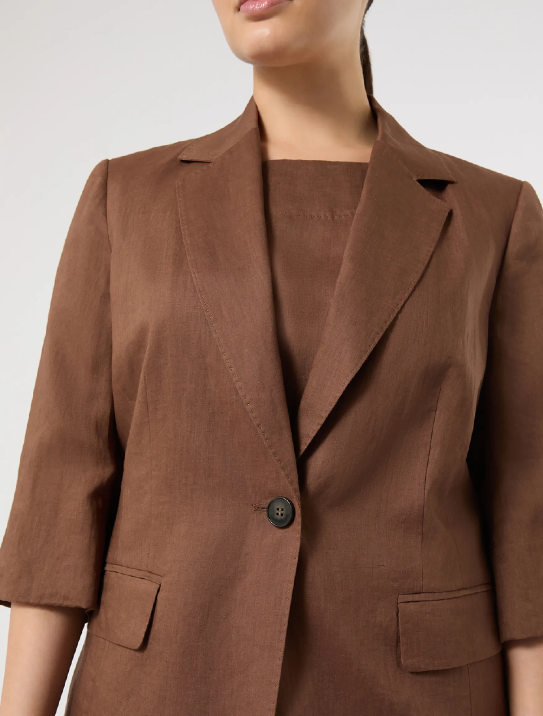 Giacca blazer in tela di lino - CACAO