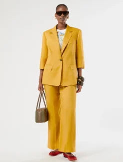 Giacca blazer in tela di lino - MIELE