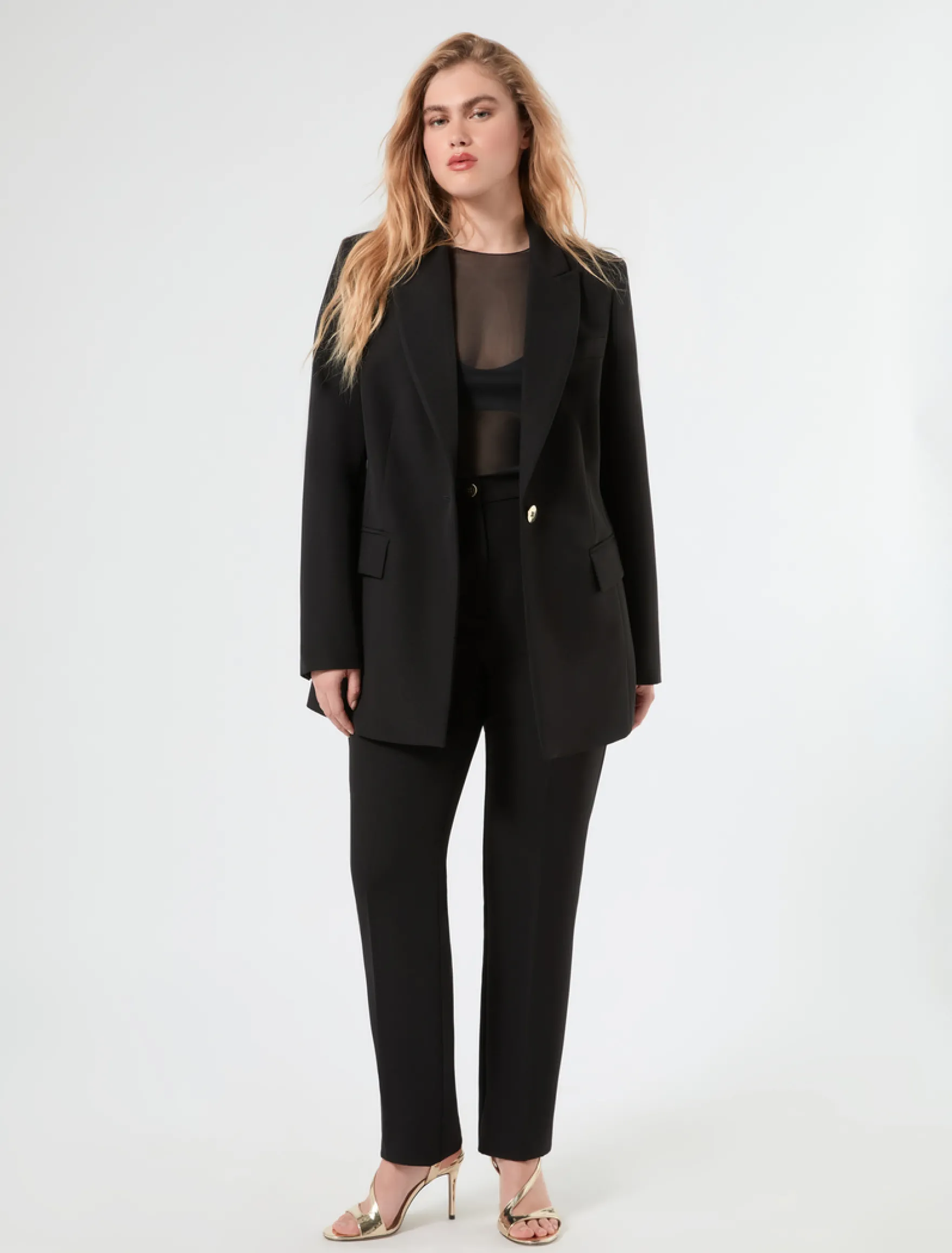 Giacca blazer in tessuto diagonale - NERO