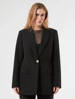 Giacca blazer in tessuto diagonale - NERO
