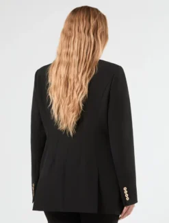 Giacca blazer in tessuto diagonale - NERO