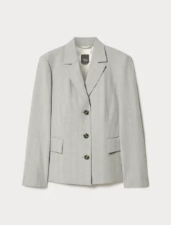 Giacca blazer in twill - GRIGIO MEDIO