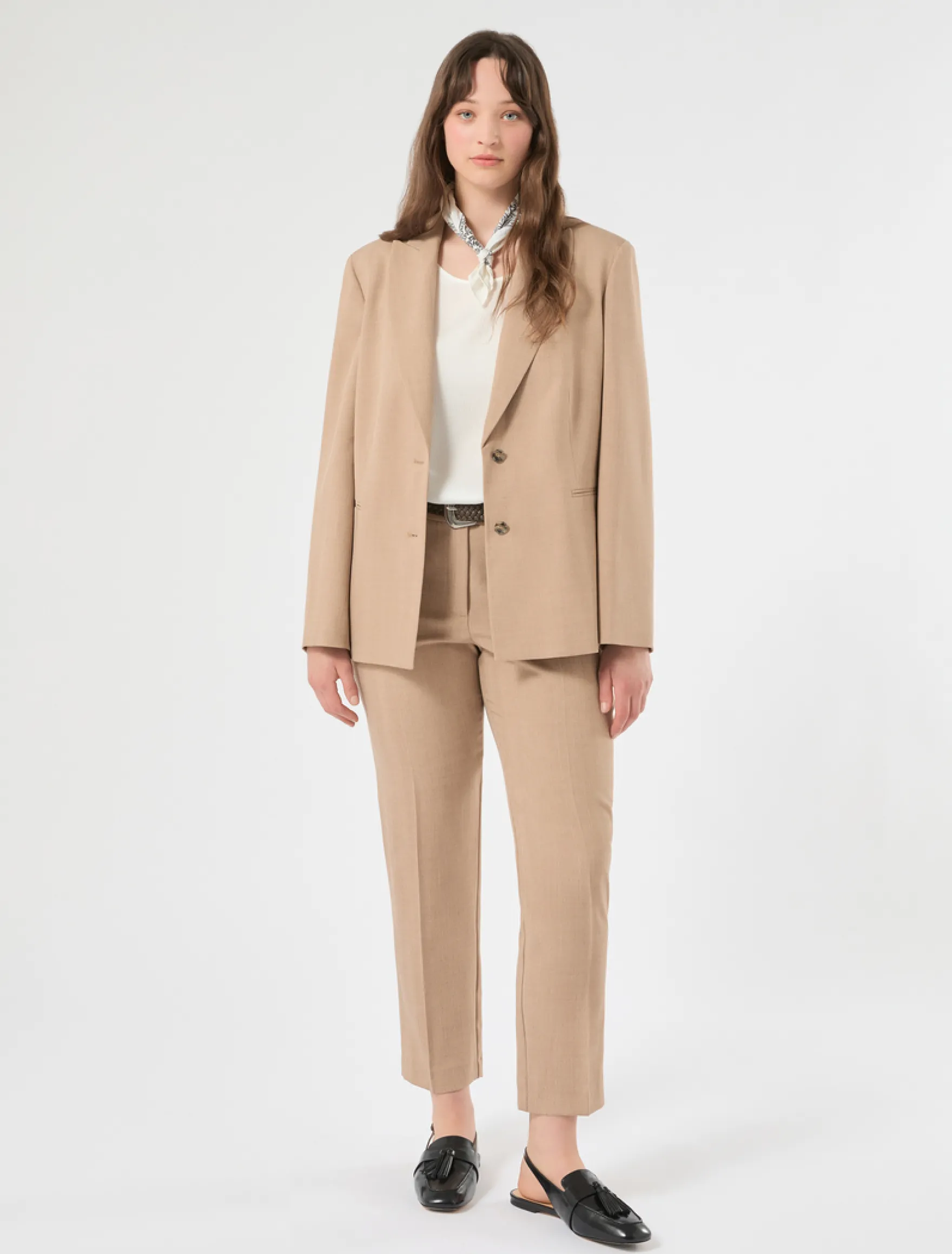 Giacca blazer in twill - NOCCIOLA